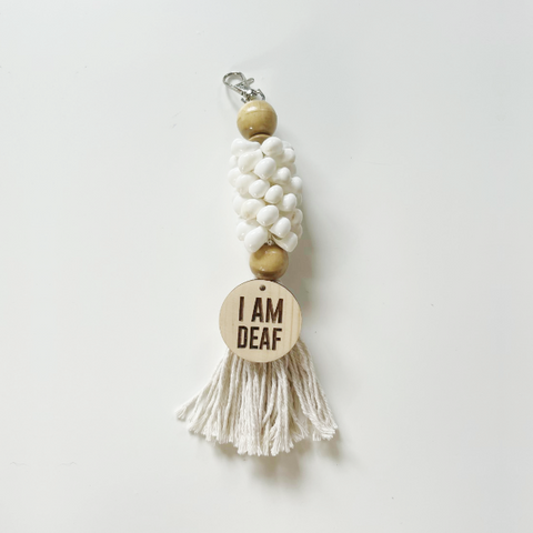 Shell Keyring With Wooden Beads And Tassel