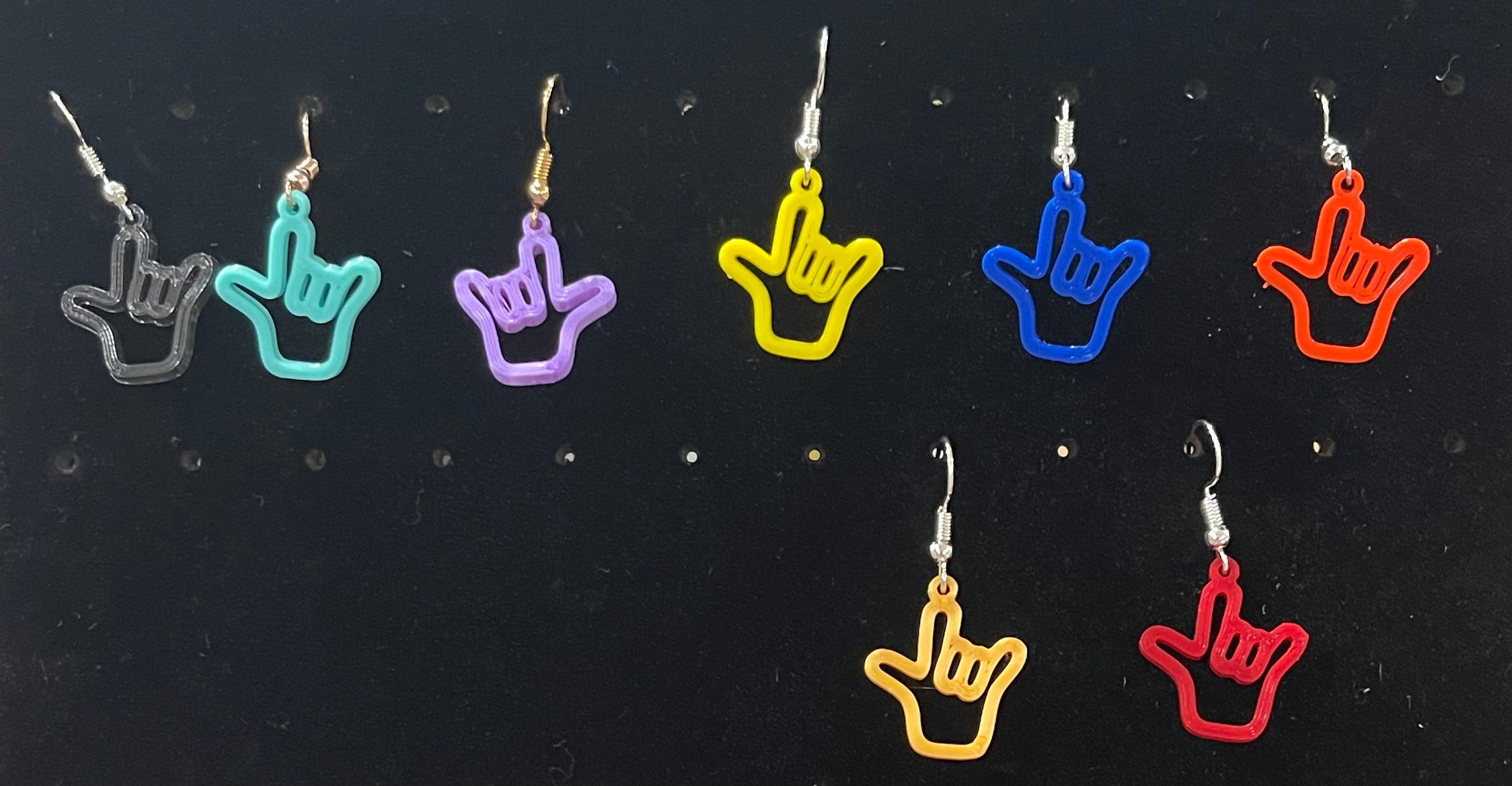 Earrings Dangles Heart with I love you