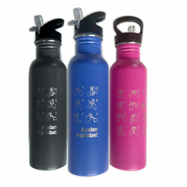 Auslan Alphabet - Stainless Steel, Double Wall Insulated Drink Bottle