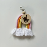 Rainbow Keyring With Wooden Bead And Wooden Disc