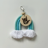 Rainbow Keyring With Wooden Bead And Wooden Disc