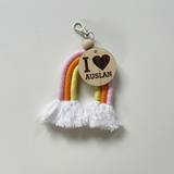 Rainbow Keyring With Wooden Bead And Wooden Disc