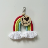 Rainbow Keyring With Wooden Bead And Wooden Disc