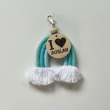 Rainbow Keyring With Wooden Bead And Wooden Disc