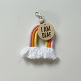 Rainbow Keyring With Wooden Bead And Wooden Disc