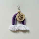 Rainbow Keyring With Wooden Bead And Wooden Disc