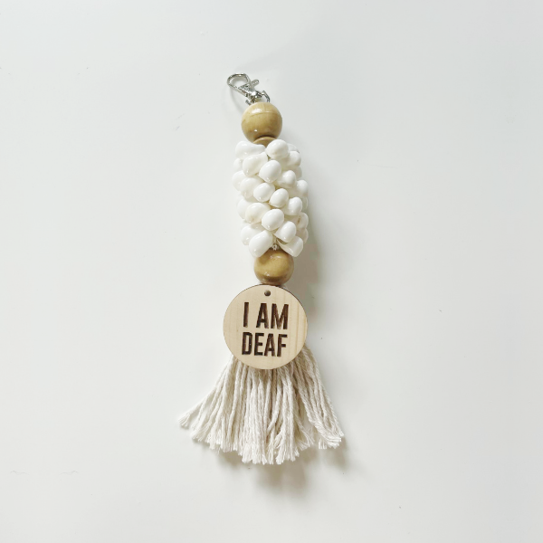 Shell Keyring With Wooden Beads And Tassel