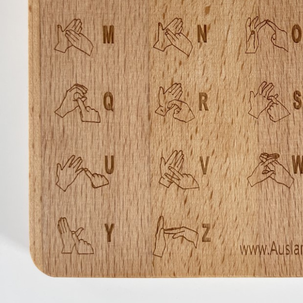Auslan Alphabet - Wooden Chopping Board