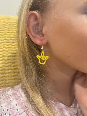 Earrings Dangles Heart with I love you