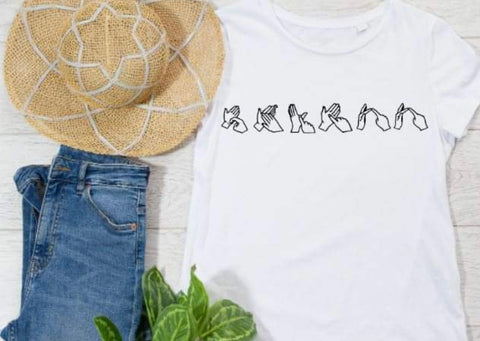 Tshirts - personal names fingerspelt in Auslan